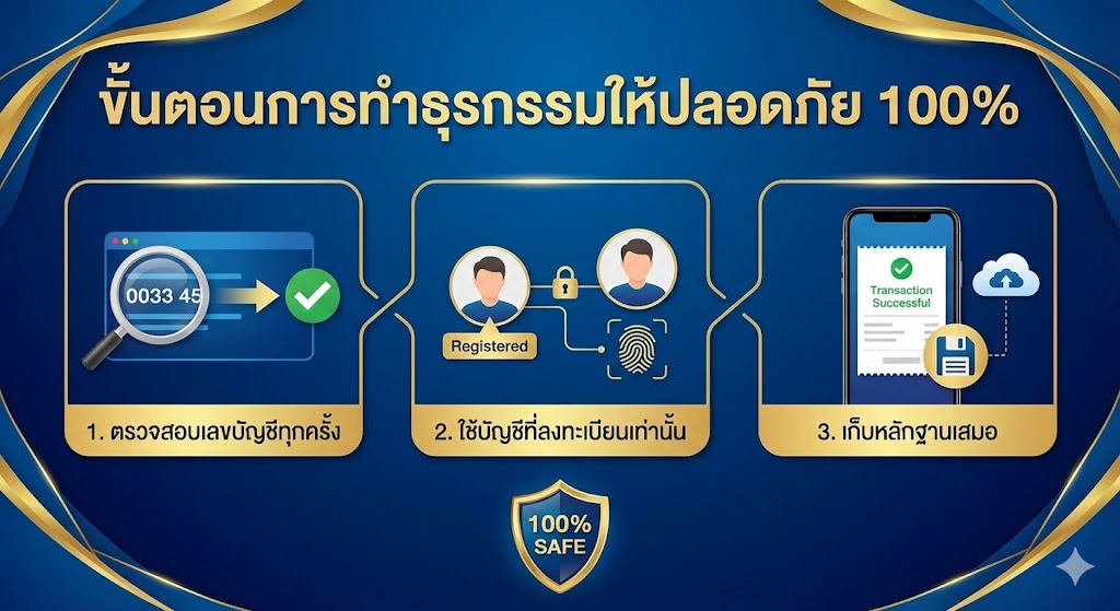 ขั้นตอนการทำธุรกรรมให้ปลอดภัย 100%
