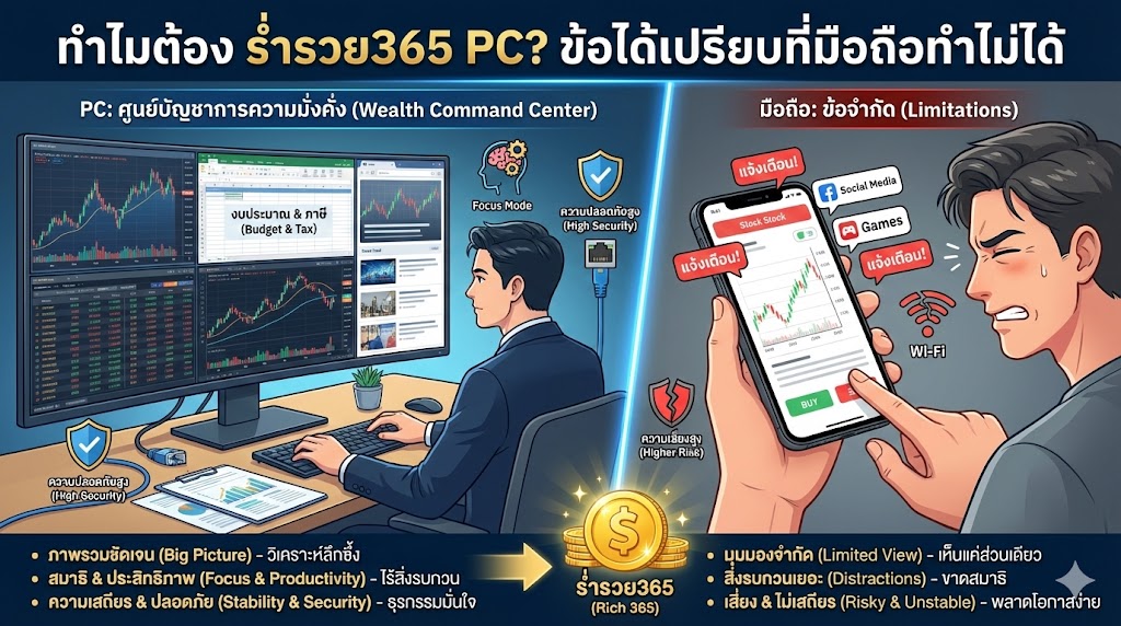 ทำไมต้อง ร่ำรวย365 PC ข้อได้เปรียบที่มือถือทำไม่ได้