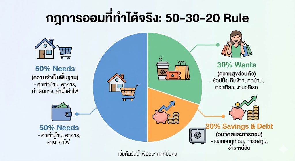 กฎการออมที่ทำได้จริง 50-30-20 Rule