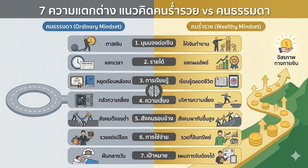 เจาะลึก 7 ความแตกต่าง แนวคิดคนร่ำรวย vs คนธรรมดา