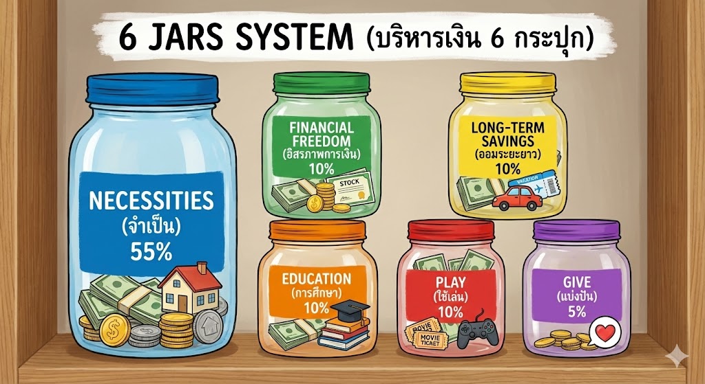 เทคนิค 6 Jars System (บริหารเงิน 6 กระปุก)